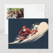 Surfen met Kerstman Zomer Kerstmis Feestdagenkaart (Voorkant / Achterkant)