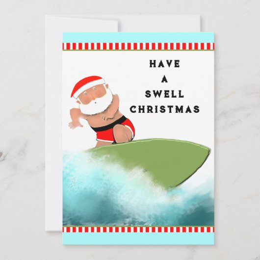 Surfen met Kerstmis Feestdagenkaart (Voorkant)