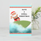 Surfen met Kerstmis Feestdagenkaart (Staand voorkant)
