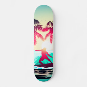 Surfen met palmbomen persoonlijk skateboard
