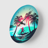 Surfen met palmbomen ronde klok (Hoek)