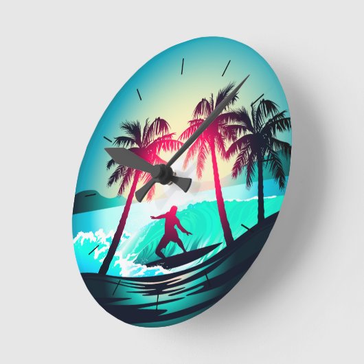 Surfen met palmbomen ronde klok (Hoek)