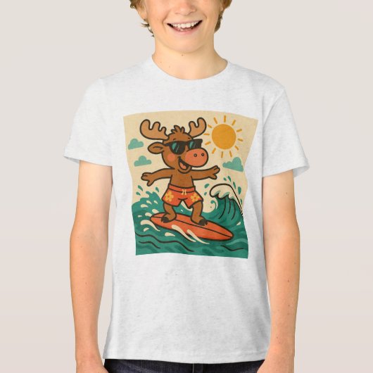 Surfen Moose Zomer T-Shirt voor Kinderen (Voorkant)