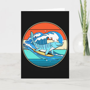 Surfen Mosasaurus Dino Retro Aquatische Dinosaurus Kaart