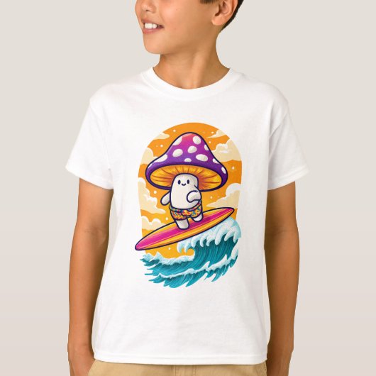 Surfen Mushroom Dude: Psychedelic Fun Summer Vibe T-shirt (Voorkant)