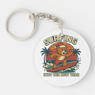 Surfen naar het Nieuwe Jaar- Retro 80s Vintage Bee Sleutelhanger