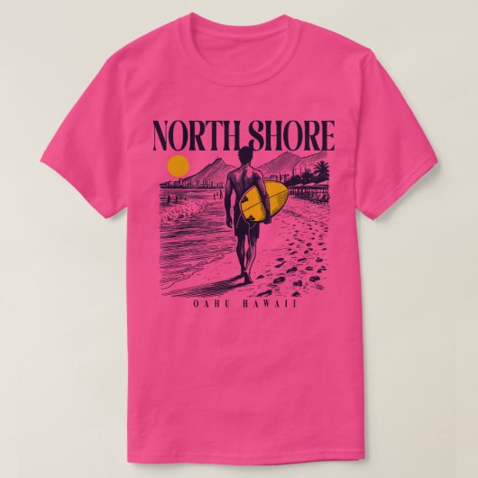  Surfen North Shore Oahu Hawaii Retro Surf T-shirt (Design voorkant)