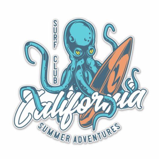 Surfen Octopus2 Sticker (Voorkant)
