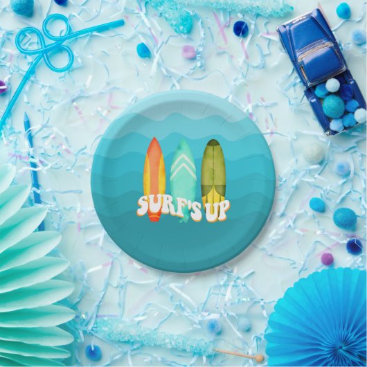Surfen Omhoog Surfboard Verjaardagsfeestje Papieren Bordje (Feest)