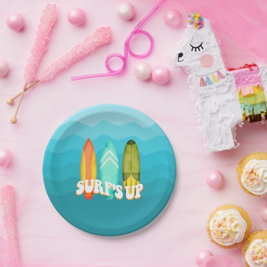 Surfen Omhoog Surfboard Verjaardagsfeestje Papieren Bordje (Feest)