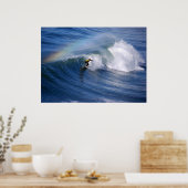 Surfen onder een regenboogdruk poster (Keuken)
