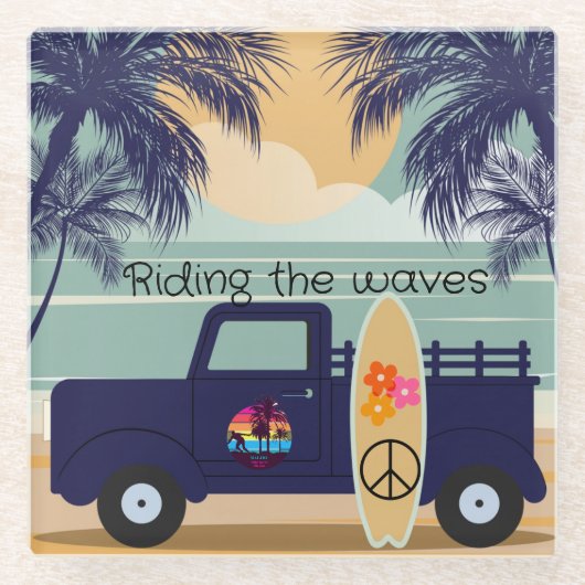 Surfen Onderzetter Glazen Onderzetter (Voorkant)