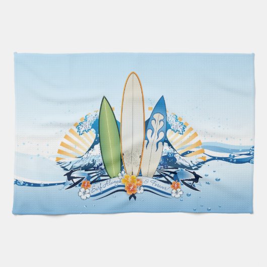 Surfen op 2 keukenhanddoeken (Horizontaal)
