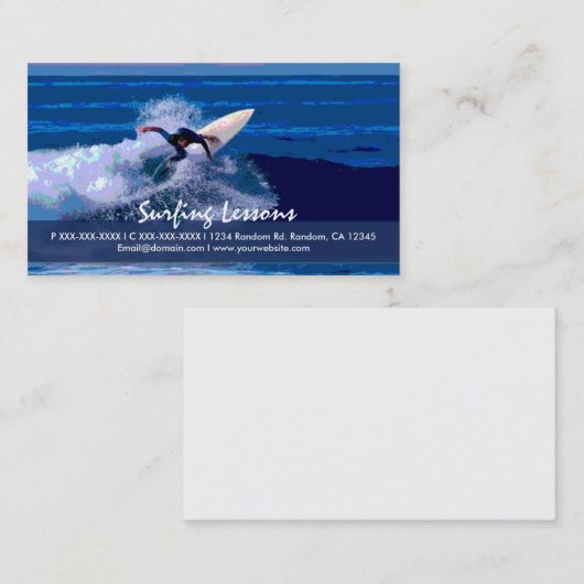 Surfen op aanpasbare visitekaartjes (Voorkant / Achterkant)