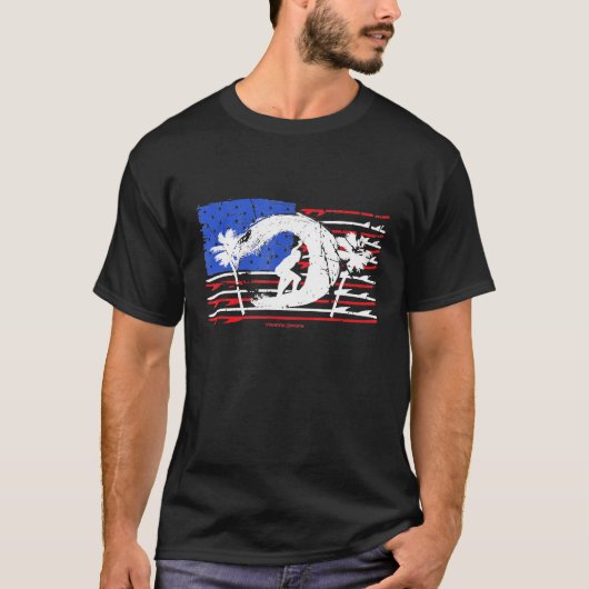 Surfen op Amerikaanse vlag Surfboard Design T-shirt (Voorkant)