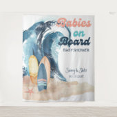 Surfen op baby's aan boord van Baby shower met twe Wandkleed (Voorkant)