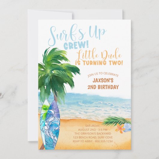 Surfen op bemanning Kleine Kerel die twee tweede v Kaart (Voorkant)