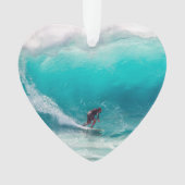 Surfen op Big Wave Ocean Beach Dated Photo Custom Ornament (voorkant)