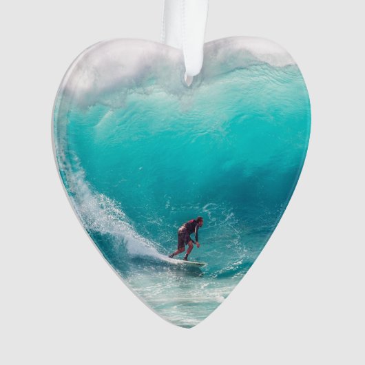 Surfen op Big Wave Ocean Beach Dated Photo Custom Ornament (voorkant)