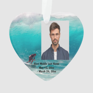 Surfen op Big Wave Ocean Beach Dated Photo Custom Ornament