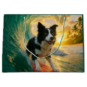 Surfen op Border Collie Groot Cadeauzakje (Voorkant)