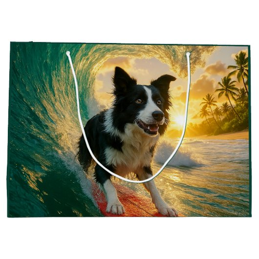 Surfen op Border Collie Groot Cadeauzakje (Achterkant)