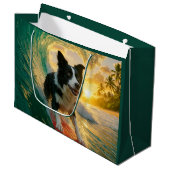 Surfen op Border Collie Groot Cadeauzakje (Voorkant Gekanteld)