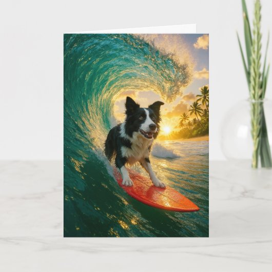 Surfen op Border Collie Kaart (Voorkant)