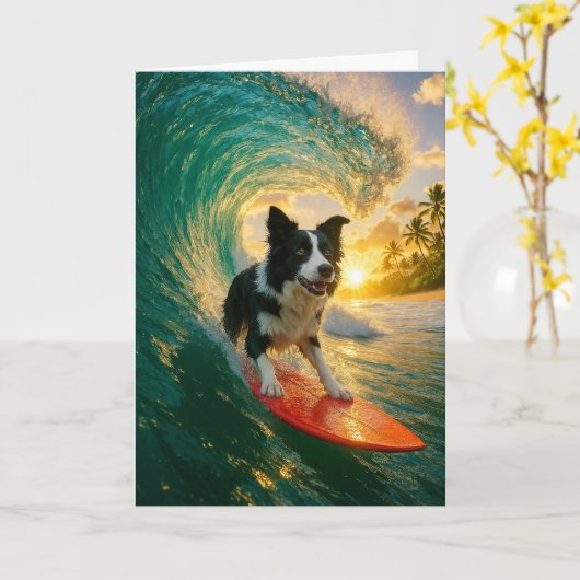 Surfen op Border Collie Kaart (Gele Bloem)
