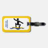 Surfen op cadeautjes, surfen op surfboardpapier bagagelabel (Achterkant horizontaal)