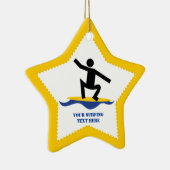 Surfen op cadeautjes, surfen op surfboardpapier keramisch ornament (Rechts)