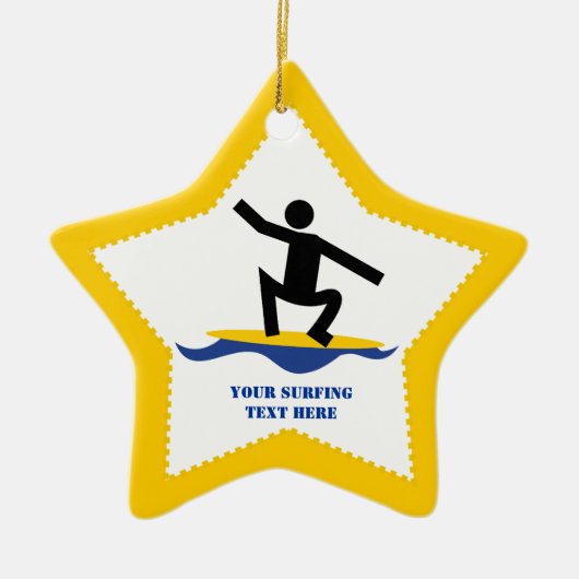 Surfen op cadeautjes, surfen op surfboardpapier keramisch ornament (Voorkant)