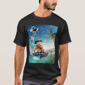 Surfen op Cowboy Cat Riding Shark T-shirt (Voorkant)