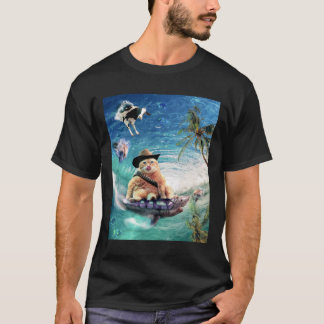 Surfen op Cowboy Cat Riding Shark T-shirt