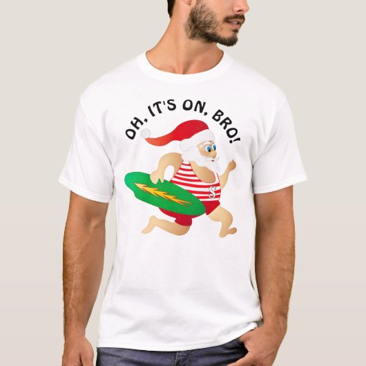 Surfen op de  badpak van de kerstman... t-shirt (Voorkant)