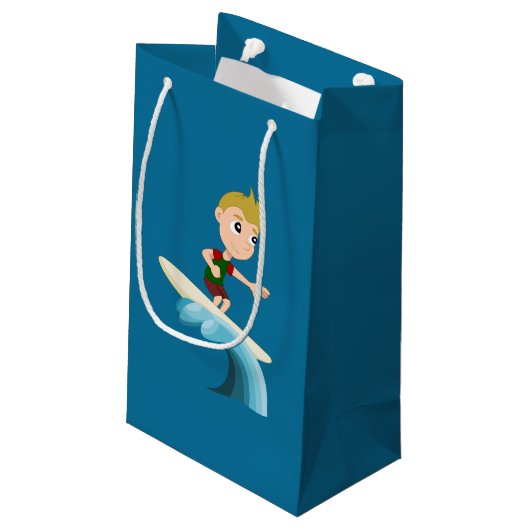Surfen op de cartoon klein cadeauzakje (Achterkant Gekanteld)