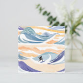 Surfen op de golf | Hedendaagse Waterverf Kaart (Staand voorkant)