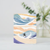 Surfen op de golf | Hedendaagse Waterverf Oceaan Briefkaart (Staand voorkant)