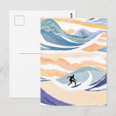 Surfen op de golf | Hedendaagse Waterverf Oceaan Briefkaart (Voorkant / Achterkant)