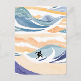 Surfen op de golf | Hedendaagse Waterverf Oceaan Briefkaart
