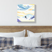 Surfen op de golf | Hedendaagse Waterverf Oceaan Canvas Afdruk (Insitu (Slaapkamer))