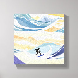 Surfen op de Golf | Hedendaagse Waterverf Oceaan Canvas Afdruk