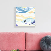 Surfen op de golf | Hedendaagse Waterverf Oceaan Canvas Afdruk (Insitu (Woonkamer))