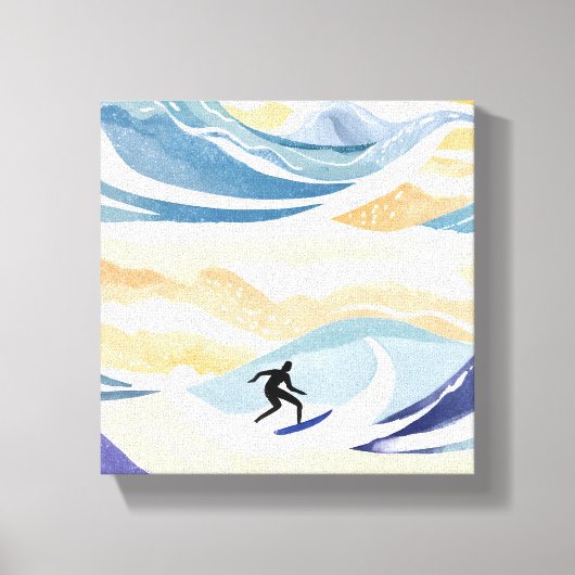 Surfen op de golf | Hedendaagse Waterverf Oceaan Canvas Afdruk (Voorkant)