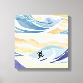 Surfen op de golf | Hedendaagse Waterverf Oceaan Canvas Afdruk