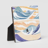 Surfen op de golf | Hedendaagse Waterverf Oceaan Fotoplaat (Voorkant)