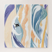 Surfen op de golf | Hedendaagse Waterverf Oceaan Legpuzzel (Horizontaal)