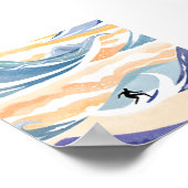 Surfen op de golf | Hedendaagse Waterverf Oceaan Poster (Hoek)