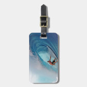 Surfen op de grote blauwe golf Mentawai-eilanden Bagagelabel (Voorkant verticaal)