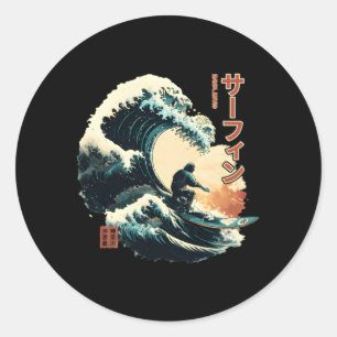Surfen op de Grote Golf van Kanagawa Surfer Ronde Sticker